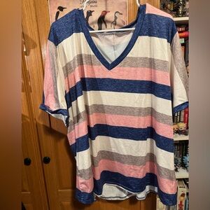Striped V-Neck Women’s T-Shirt